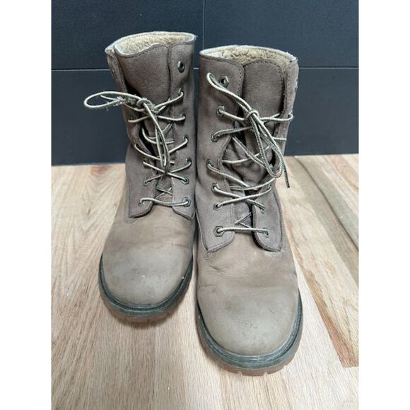 Timberland Women's Teddy Fleece Fold Boots Moto Waterproof Leather Gorpcore - Picture 5 of 10